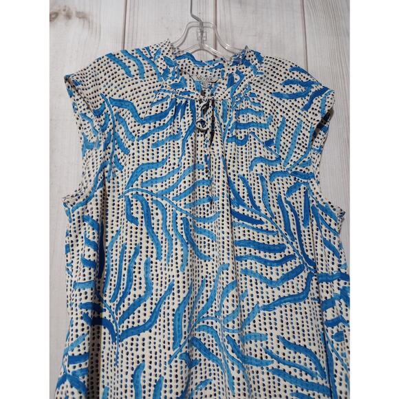 Nic+Zoe Blouse Womens 2XL Blue White Abstract Leaf Print Cap Sleeve Top‎ XXL - Picture 3 of 8